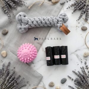 Juguete Hueso perro color gris y pelota rosa pet&bark