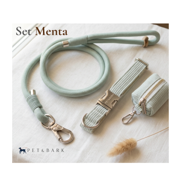 Collar, correa y bolsa color Ment Pet&Bark Set Menta