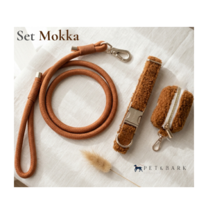 Collar, correa y bolsa color Mokka Pet&Bark Set Mokka