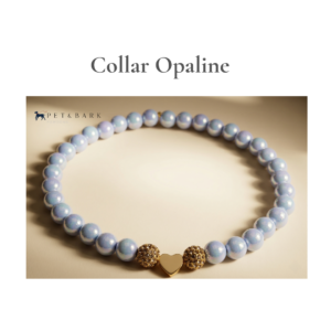 Collar de Perlas para Perro Azul Opaline Cristales y Corazón Dorado pet&bark (2) Collar Opaline