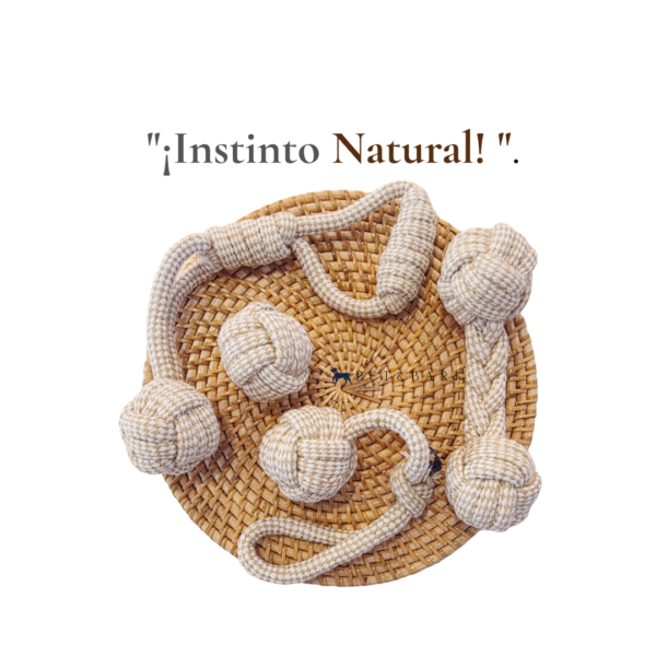 Combo Instinto Natural juguetes para perros de cuerda natural trenzada tono beige Set Instinto Natural