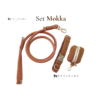 Conjunto de correa, collar y porta bolsas de tela para perro color mokka 2 Set Mokka