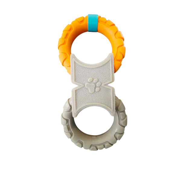Juguete de 2 aros Resistente para perro color naranja y gris Juguete para Perro de 2 Aros
