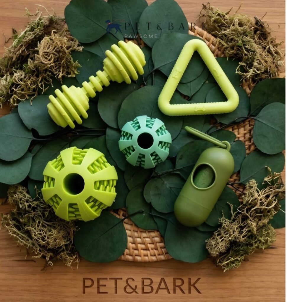 Juguete para perro color verde con pelota guarda croquetas pet&bark