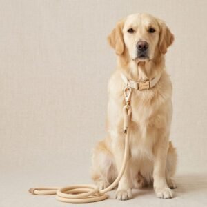 collar y correa color marfil premium