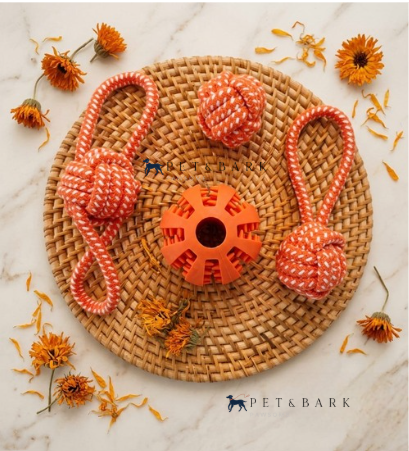 juguete mordedera pelota guarda croquetas color naranja