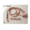 Conjunto de correa, collar y porta bolsas de tela para perro color Blush 1 Set Blush