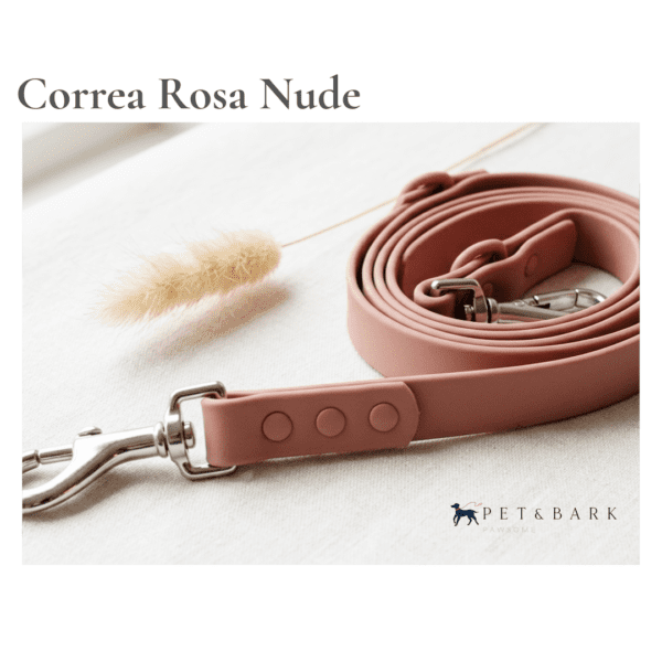 Correa Biothane Manos Libres para Perro Rosa Nude correa impermeable pet & bark Correa Rosa Nude Biothane Manos Libres