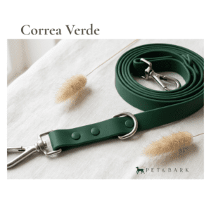 Correa verde Pet&Bark Correa Verde Bosque Biothane Manos Libres