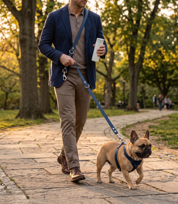 correa manos libres azul navy pet&bark Correa Navy Biothane Manos Libres